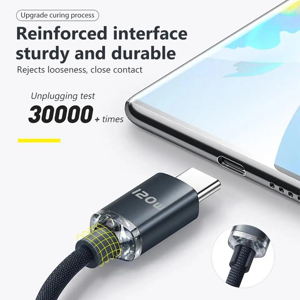 120W 6A Type C to Type C Fast Charger Data Cable For Samsung Xiaomi Huawei Android Phone Charger USB C Cord MacBook Pro iPad Pro
