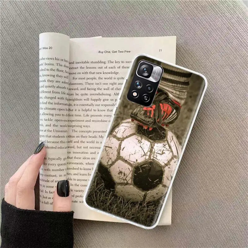 Football Soccer Ball Design Phone Case For Xiaomi Poco X4 F4 GT X3 NFC X5 X6 X7 Pro 5G M5 M5S M3 F5 Mi F6 F3 F2 F1 Cover Coque F