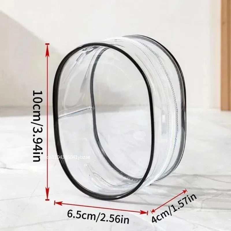 Portable Mini Clear Zipper Storage Bag - Space-Saving Organizer for Earphones & Chargers, Versatile with Handy Keychain Loop