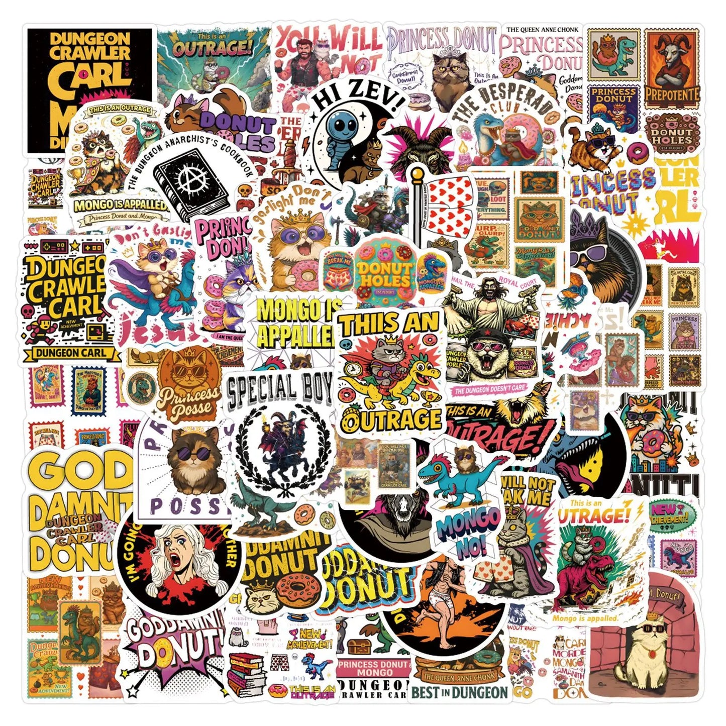 110PCS Dungeon Crawler Carl Stickers Graffiti Stickers DIY Diary Phone Case Handmade Scrapbook Aesthetic Stickers