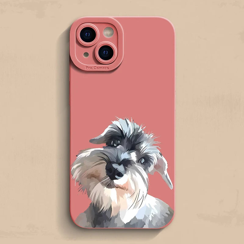 Cute Schnauzer Dog Pattern Phone Case For iPhone 17 16 15 14 11 Pro Max 12 13 Mini X XS XR 16e Shockproof Soft Silicone Cover
