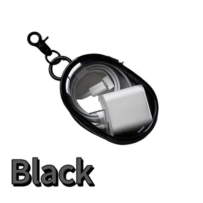 Portable Mini Clear Zipper Storage Bag - Space-Saving Organizer for Earphones & Chargers, Versatile with Handy Keychain Loop