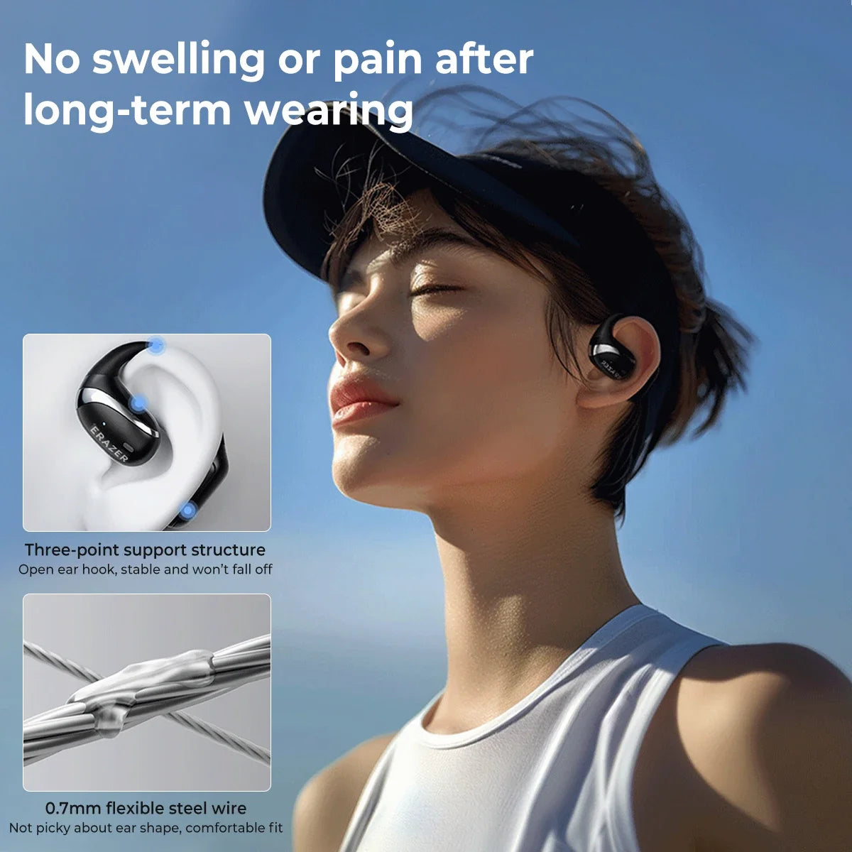Original ERAZER X9 Wireless Headphones OWS HiFi Stereo Sports Open Bluetooth Earphones with Mic Call Noise Reduction Waterproof