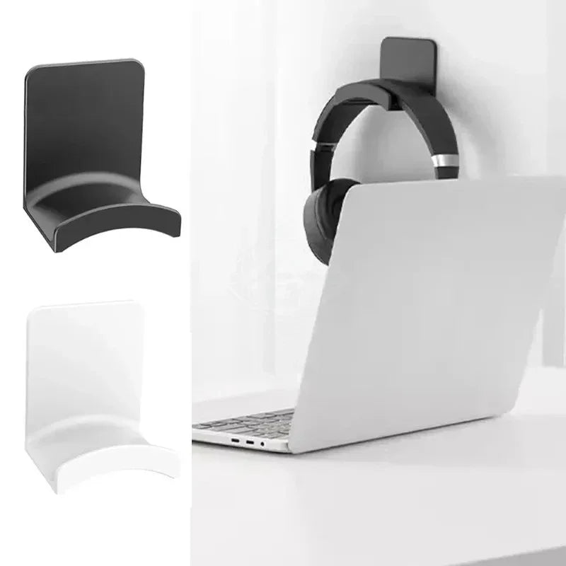 Universal Headphone Stand Adhensive Plastic Wall Mount Hanger Under Desk Headset Rack Holder Support for Gaming Earphone Bracket