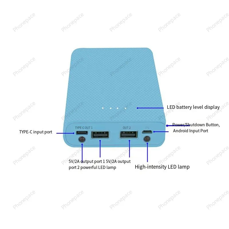 8 Slots 18650 DIY Power Bank Case Dual USB Type C PD QC3.0 Fast Charging Battery Storage Holder Box For Smartphone