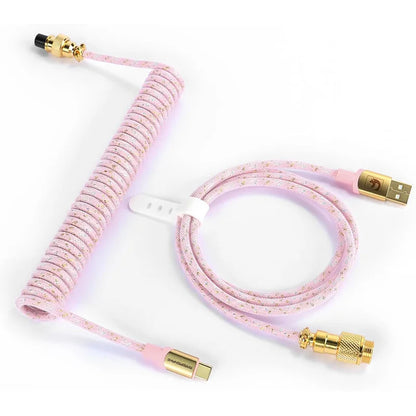 ATTACK SHARK * MAMBASNAKE C03 Coiled USB C Cable for Gaming Keyboard, Nylon Braided Mechanical Keyboard Cable, Double-Sleeved