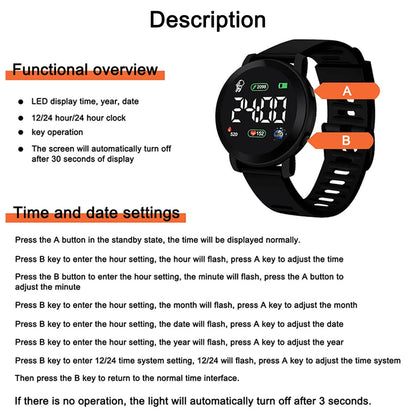 Couple Watches LED Digital Watch for Men Women Sports Army Military Silicone Watch Electronic Clock Hodinky Reloj Hombre