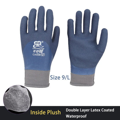 1Pair Winter Thermal Gloves Waterproof Work Safety Glove Anti-Slip Grip Rubber Garden Gloves For Worker Builder Hands Protection