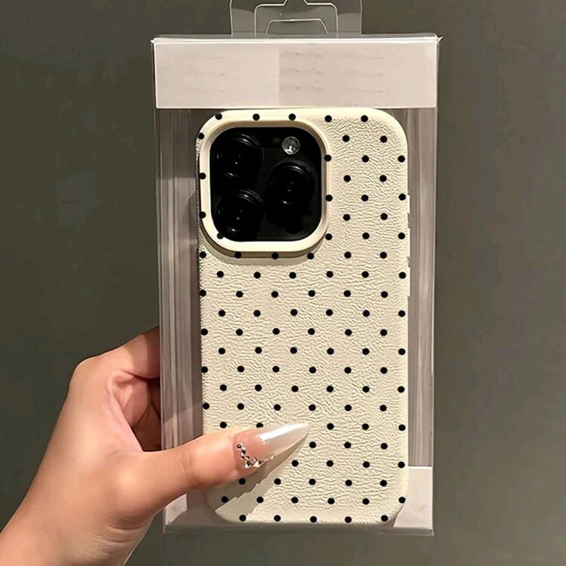 Black Dot Pattern Phone Case For iPhone 17 16 15 14 13 12 11 Pro Max 16E 17 Air 15 14 Plus X XR XS Max Protection Soft Cover