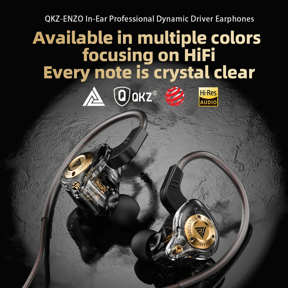 QKZ 15D Dynamic Surround Sound Dual Dynamic Drive Earphones In-Ear Headphones Noise Cancelling Stereo Music Sport Game Headsets