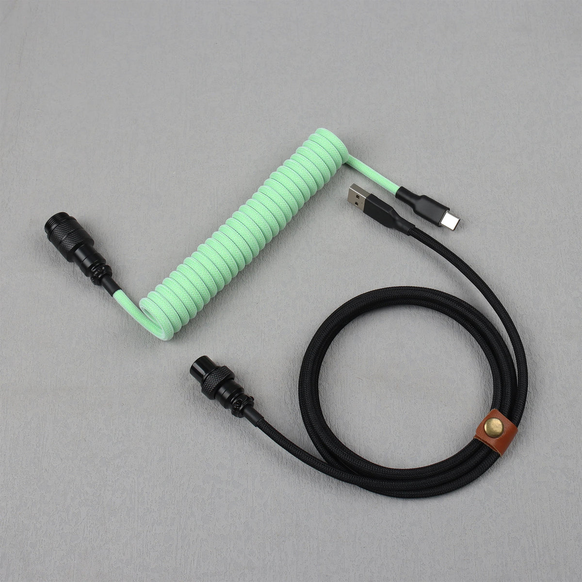 LANO Custom Paracord Coiled Mechanical Keyboard Type C Data Spring Cable GX16 Aviator Coil Spiral Usb C for Gaming Coiled Cable