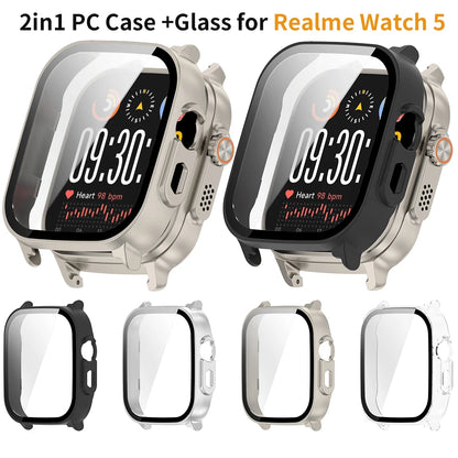 Case For Realme Watch 5 PC+Tempered Glass Bumper Full Cover Protective Shell For Realme Watch5 Screen Protector Accessory
