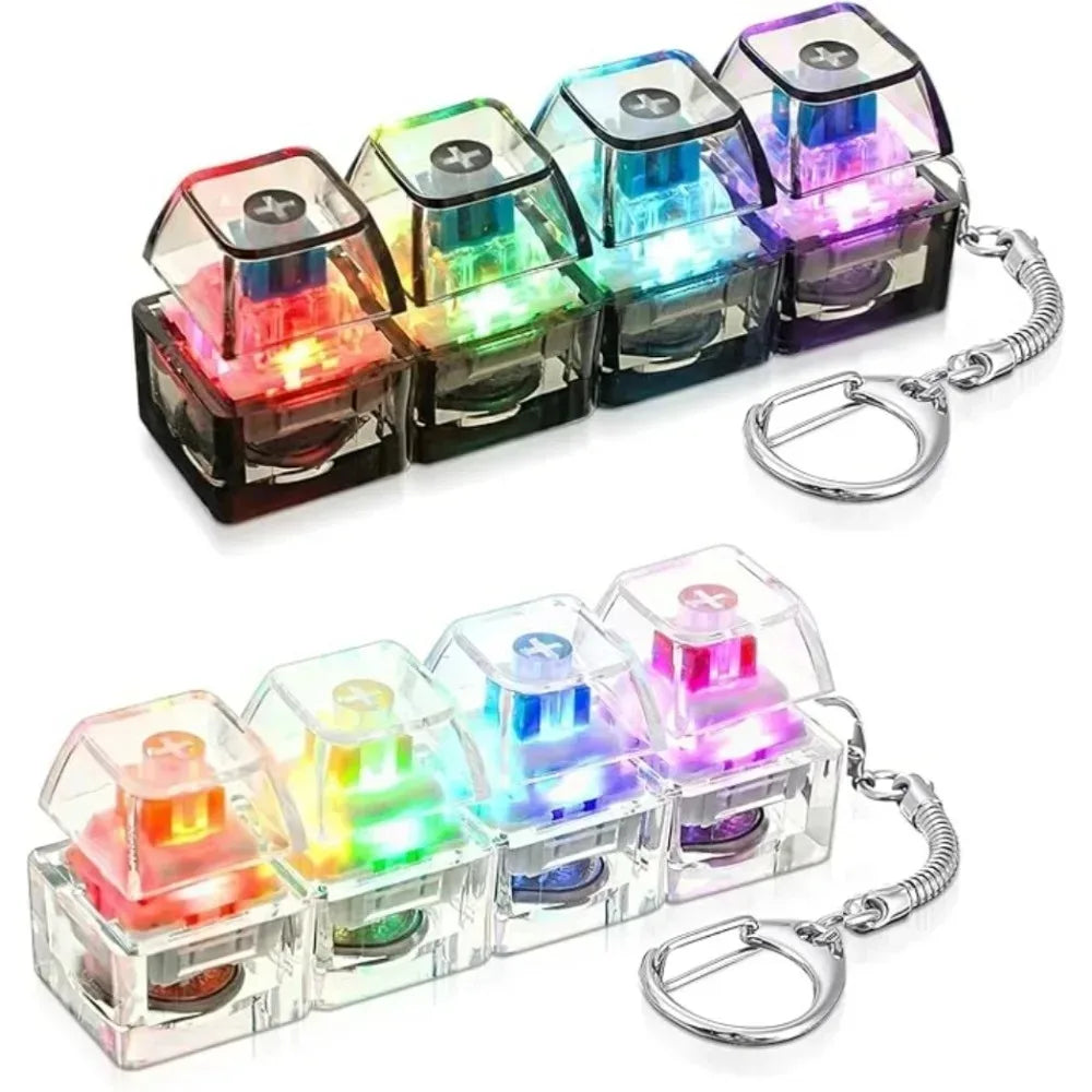 /Clickable Keyboard Keychain LED Light - Stress Anxiety Relief Fidget Toy, Portable Desktop Accessory for Office Decoration Gift
