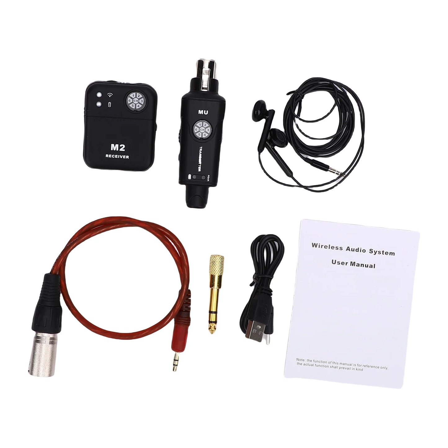 2.4GHz Wireless In-Ear Monitor System Transmitter Receiver Set 6 Channel Adjustable Frequency with Monitor Earphones Plug
