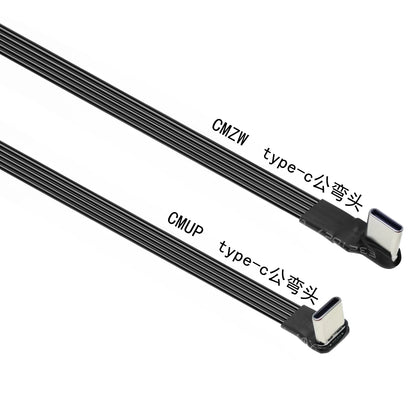 50CM Type C to USB-C 90° Angled adapter cable Power bank flexible cable PD cable charging cable USB C bend flat silicone cable