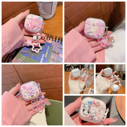 Case For 2025 New AirPods Pro3 4 3 2 1 Pro 2 Case TPU Cute DIY Star Butterfly Flower Dog Earphone Protective Cover With Pendant