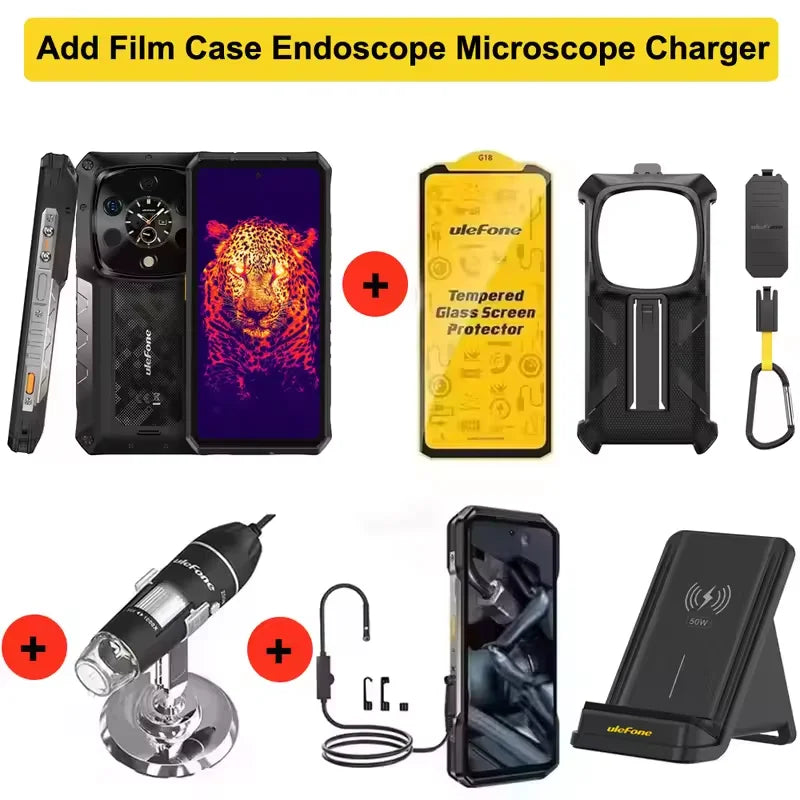 Ulefone Armor 28 Ultra 5G AI Thermal Imaging Rugged Phone 16GB+1TB Smartphone Android 14 AMOLED 6.67" Dimensity 9300+ 120W 5G