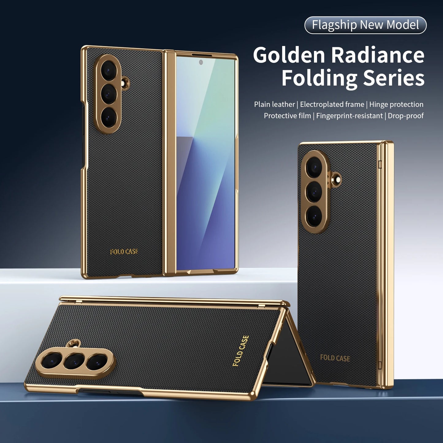 Case for Galaxy Z Fold 7/6/5/4 Phone Case With Screen Glass Film, Hinge Protector, Simple Solid Color Atmosphere Good Hand Feel