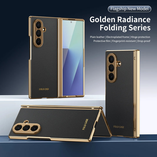 Case for Galaxy Z Fold 7/6/5/4 Phone Case With Screen Glass Film, Hinge Protector, Simple Solid Color Atmosphere Good Hand Feel