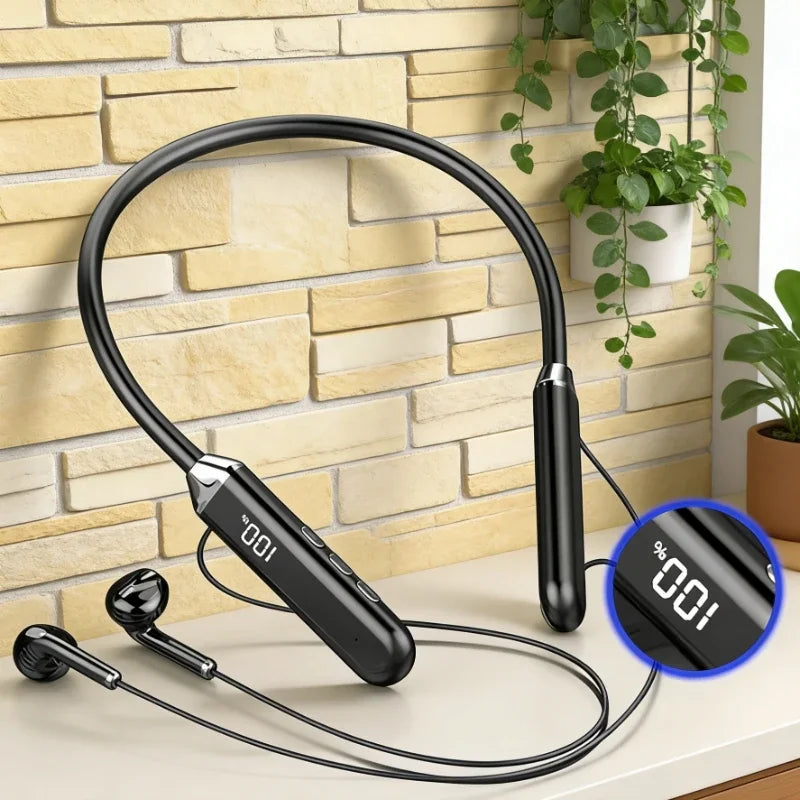 Wireless Neckband Earphones Bluetooth 5.3 Headphones Gaming Power Display Headset TWS Earbuds Sport Headset With Mic
