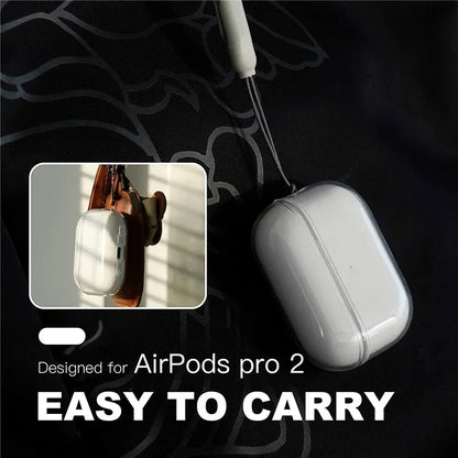 For Airpods 1 2 3 4 Pro Pro 2 Crystal clear Simple And Transparent TPU Earphone Case with Lanyard Strap Accessories Cover