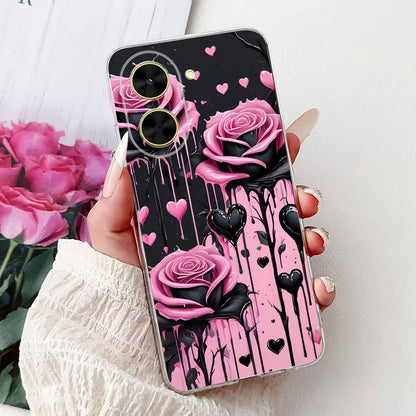 For Cover Xiaomi Redmi A5 4G / Poco C71 Phone Case Colorful Flower Butterfly Love Heart Lxuru Women Fashion Soft Clear Silicone