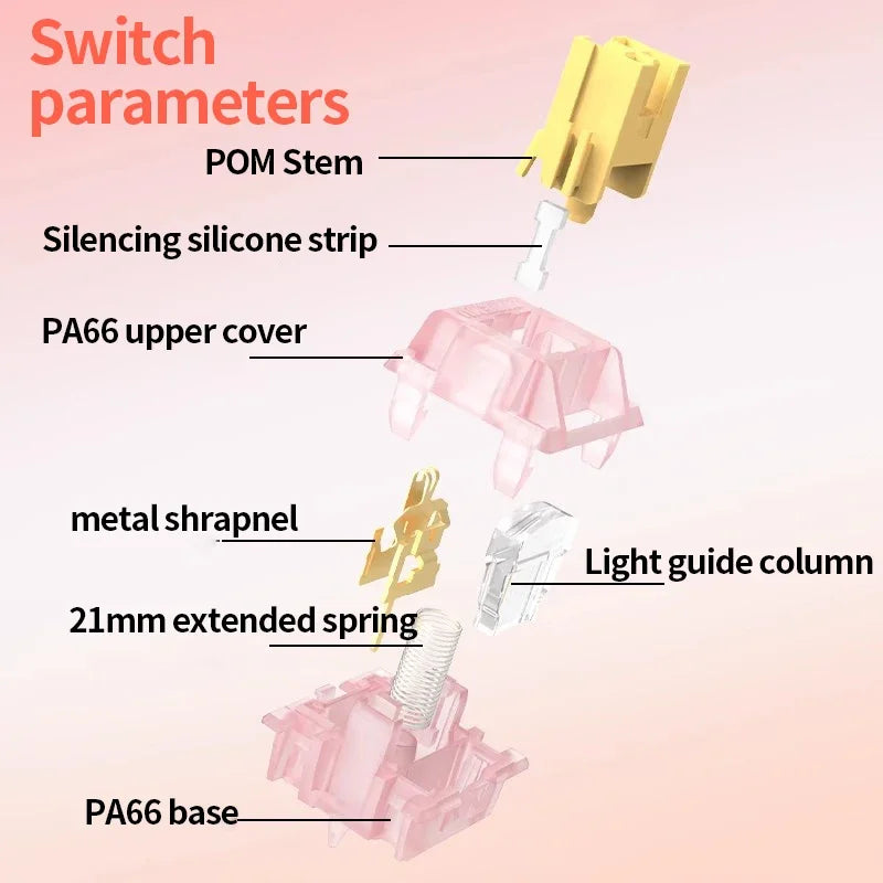 Outemu Silent Peach V3 Switch Lubed Silent Lemon V3 Switches Mechanical Keyboard Linear Tactile 5Pin Hot swap Pre Lubed POM
