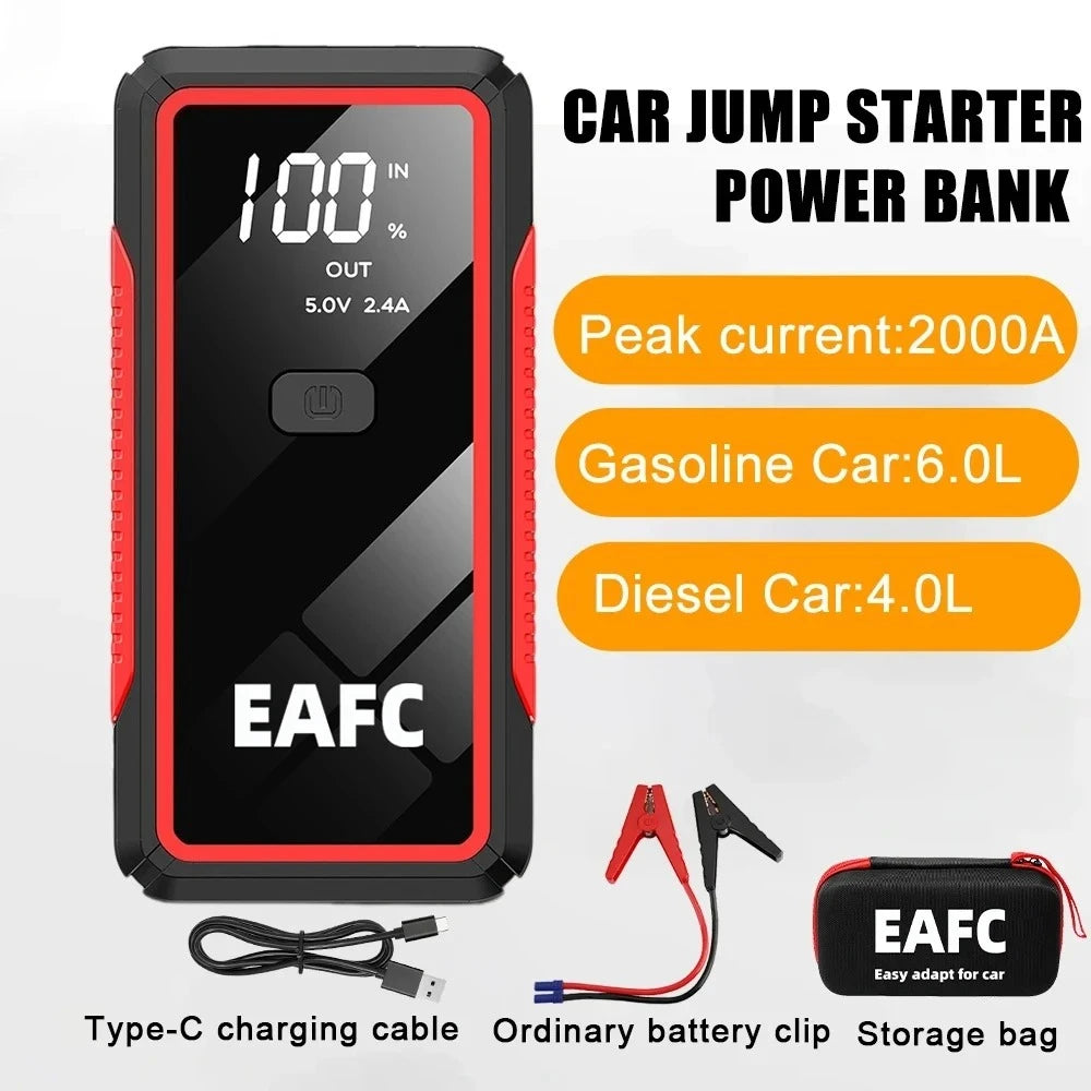 New 2000/1200/600A Car Jump Starter  Car Battery Starters Portable Power Bank 12V Starting Device Booster For Petrol Diesel Car