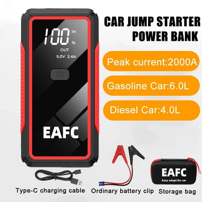 New 2000/1200/600A Car Jump Starter  Car Battery Starters Portable Power Bank 12V Starting Device Booster For Petrol Diesel Car