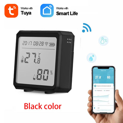 ONENUO Smart WIFI Temperature Humidity Sensor Hygrometer Thermometer Tuya Smart  APP Remote Moniter Support Alexa Assistant