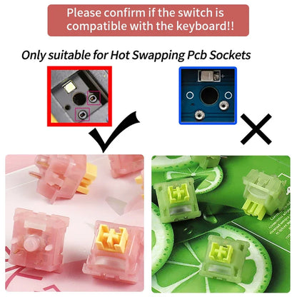 Outemu Silent Peach V3 Switch Lubed Silent Lemon V3 Switches Mechanical Keyboard Linear Tactile 5Pin Hot swap Pre Lubed POM