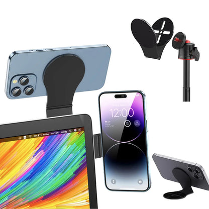 Detachable Magnetic Phone Holder for Laptop/Continuity Camera/Tripod/Desk，Foldable Desktop Monitor Side Phone Mount for Magsafe