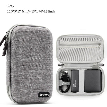 Cable Storage Bag Data Organizer For Notebook Power Bank Charger U Disk Earphones Electronic Accessories Black/Gray