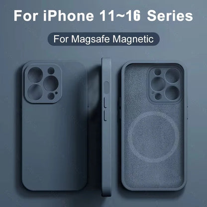 Liquid Silicone For Magsafe Magnetic Case For iPhone 16 15 14 12 11 13 Pro Max 16 Plus Wireless Charging Cover Phone Accessories