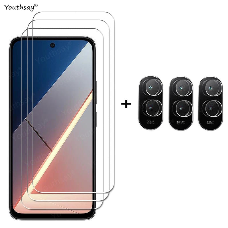 Full Gule Tempered Glass For Poco M7 Screen Glass Poco M7 Screen Protector HD Protctive Phone Camera Lens Film For Poco M7 4G