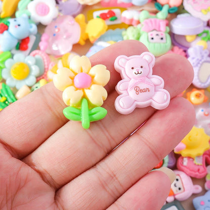 Leslie Random 10/20/30pcs Mixed Resin Food Flower Animal Nail Art Phone Case Hairpin Fridge Handmade DIY Charms Accessory