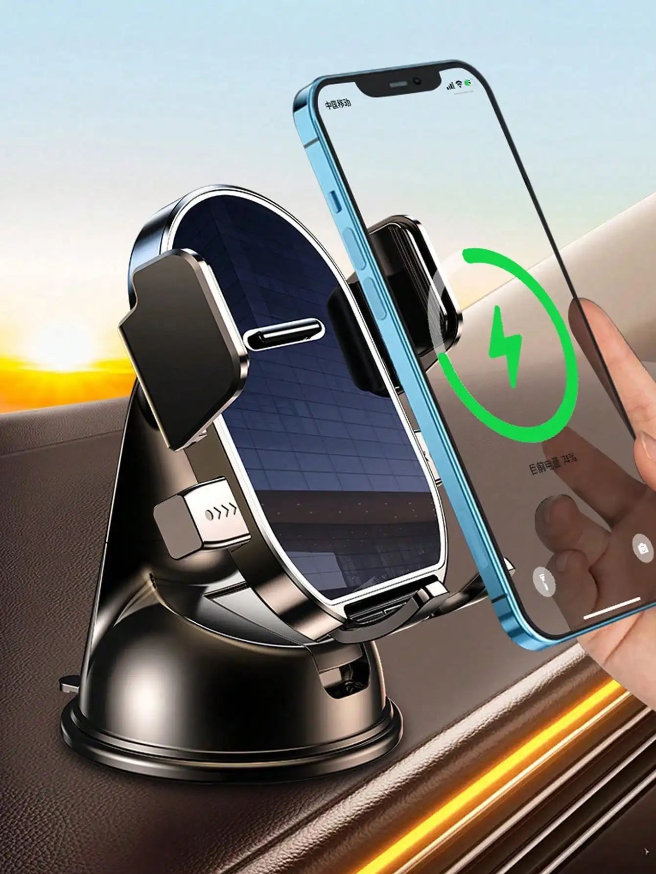 360° Rotating Dashboard Car Phone Holder - Suction Cup Base, Auto Lock, Shockproof, Universal Navigation Mount