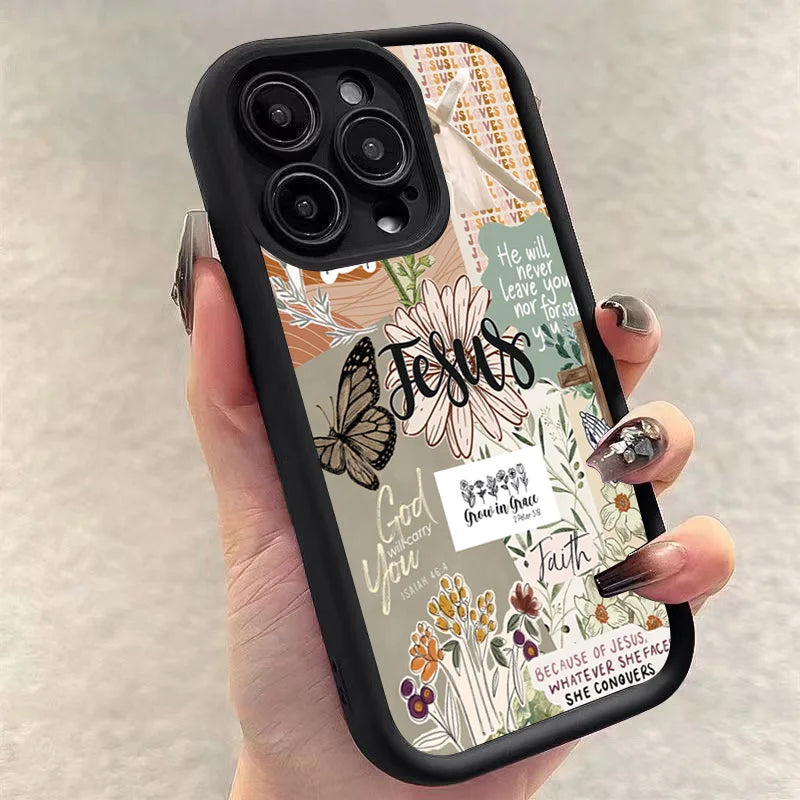 Jesus Collage Pattern Thick Shockproof Phone Case For iPhone 16 Pro Max 16 15 14 13 12 11 Pro Max X XR XS 7 8 16 Plus  Cover