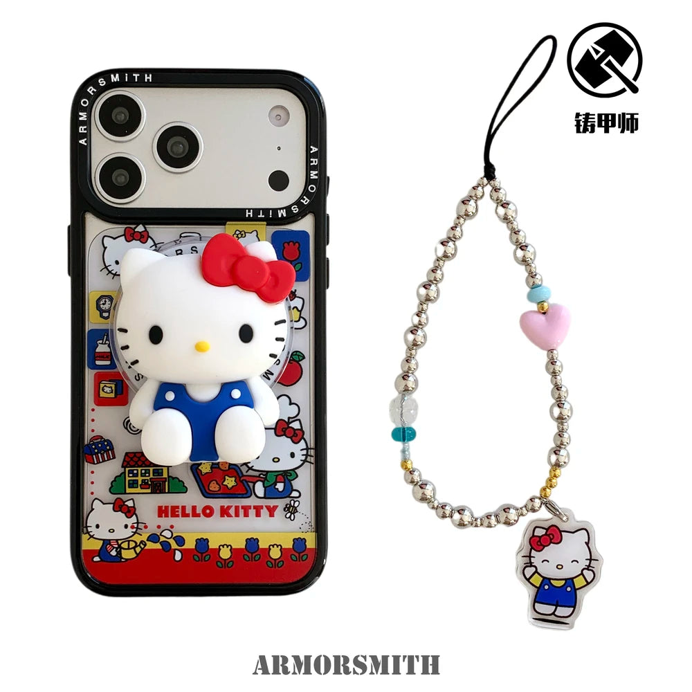 Sanrio Hello Kitty Magnetic Holder Wireless Charge Cute Cartoon Phone Case For iPhone 17 16 15 14 13 12 11 Pro Max Hard Cover