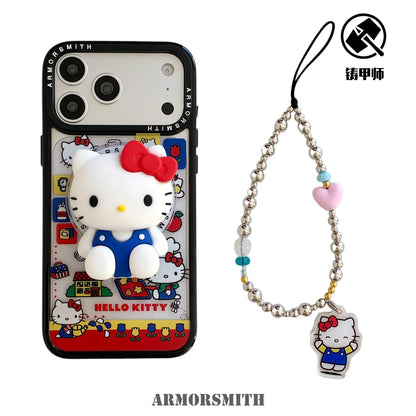 Sanrio Hello Kitty Magnetic Holder Wireless Charge Cute Cartoon Phone Case For iPhone 17 16 15 14 13 12 11 Pro Max Hard Cover