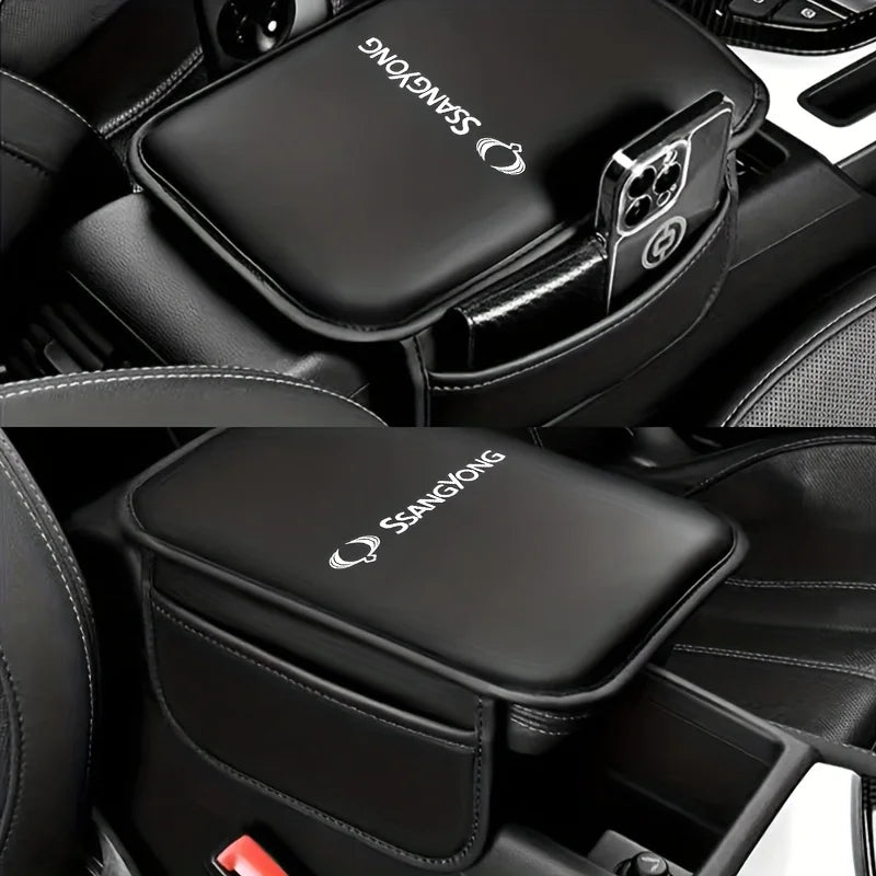 Car Armrest Seat Box Pad Pad With Phone Holder for Ssangyong Musso Korando Rexton Torres Kyron Actyon Tivoli Rodius M200