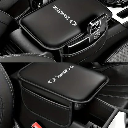 Car Armrest Seat Box Pad Pad With Phone Holder for Ssangyong Musso Korando Rexton Torres Kyron Actyon Tivoli Rodius M200
