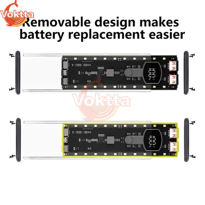 PD 45W Super Fast Charging Transparent Power Bank Battery Shell Welding Free 8 sections 18650 Battery Box With Outdoor Light