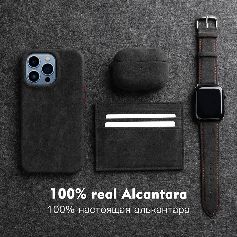 YMW ALCANTARA Case for AirPods Pro 3 Luxury Suede Leather Cases for AirPod Pro Wireless Bluetooth Headset Turn fur Cover