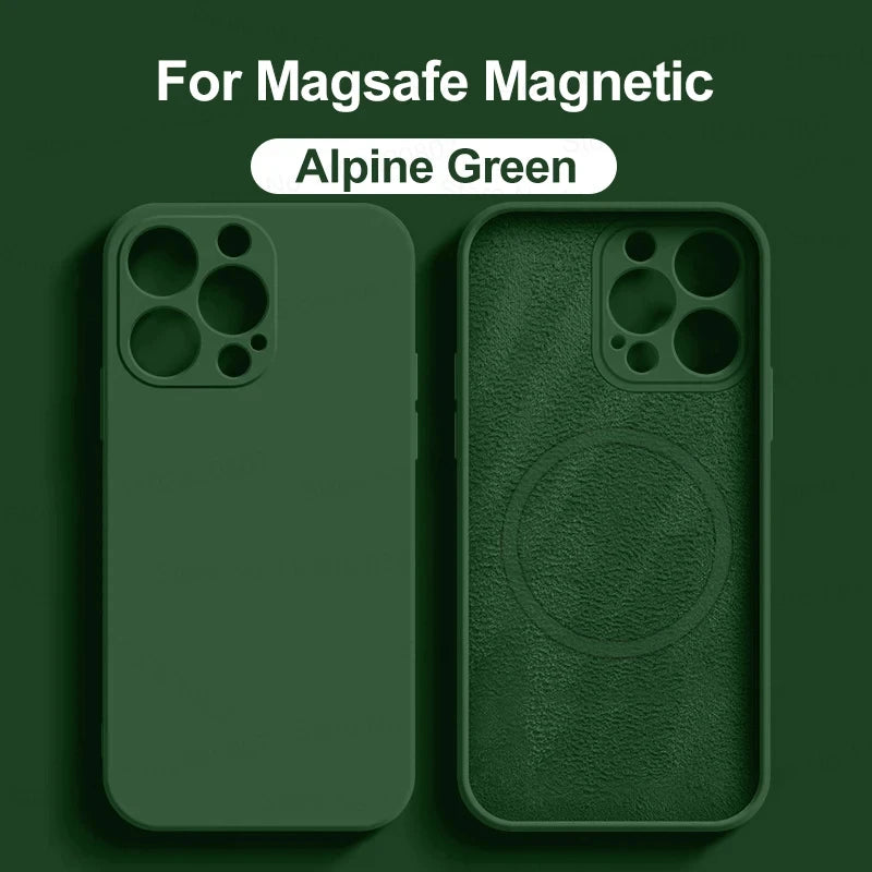 Liquid Silicone For Magsafe Magnetic Case For iPhone 16 15 14 12 11 13 Pro Max 16 Plus Wireless Charging Cover Phone Accessories