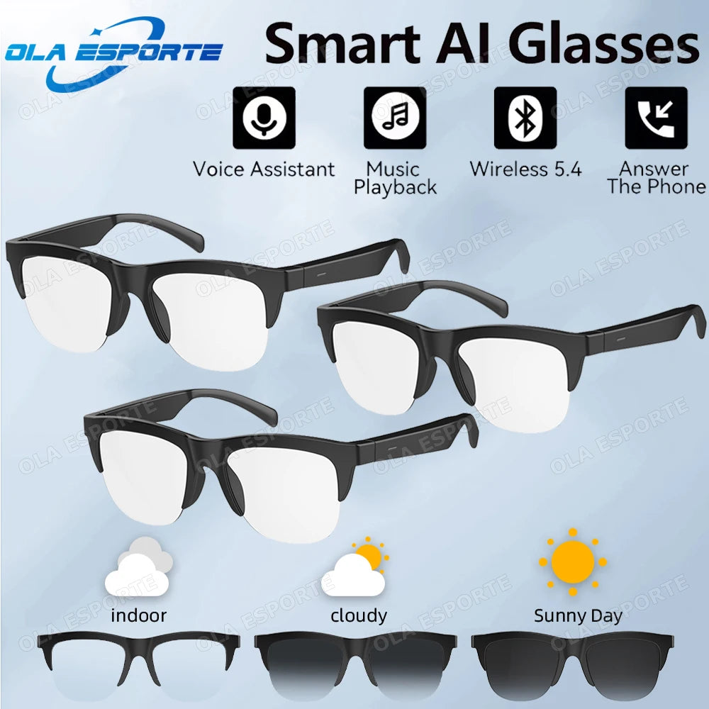 2026 New Smart Sunglasses Glasses Bluetooth Call Outdoor Sports Headphones Voice Navigation Photochromic Lens Waterproof Anti-UV