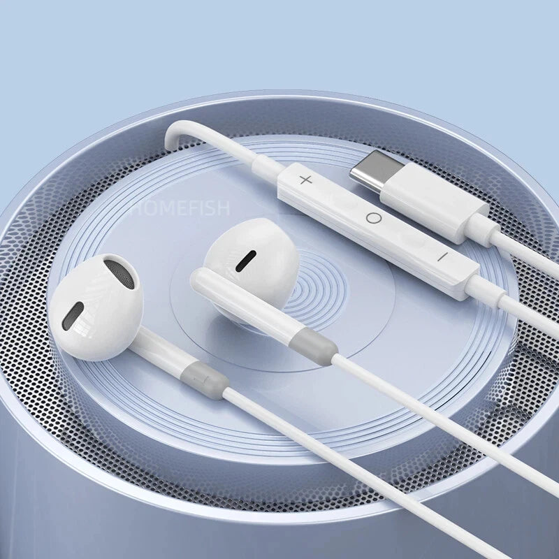 HOMEFISH USB-C Wired Earbuds In-Ear Headphones with Mic HiFi Stereo Sound Tangle-Free Braided Cable Type-c,3.5mm 2skus