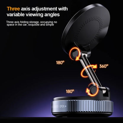 360 degree Rotation Foldable Magnetic Phone Holder, Vacuum Suction Cup Wireless Charger, Portable Universal Mount for Car, Gym