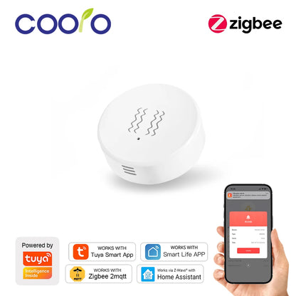 Tuya Zigbee Smart Vibration Sensor Door Window Glass Broken Detector Anti-theft Shock Alarm work with Smart Life App Need Hub