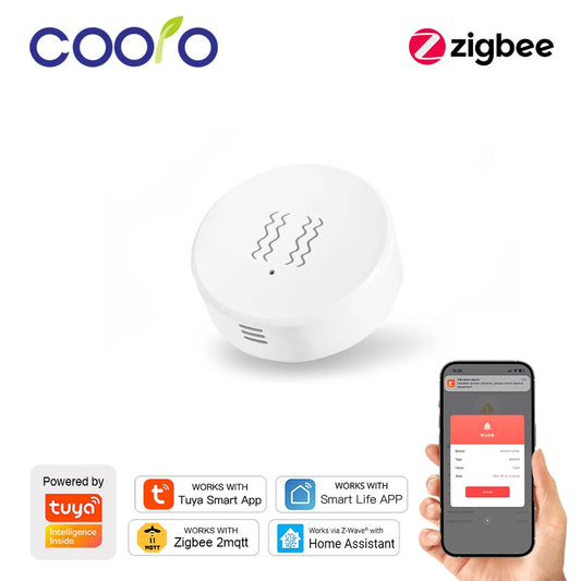 Tuya Zigbee Smart Vibration Sensor Door Window Glass Broken Detector Anti-theft Shock Alarm work with Smart Life App Need Hub
